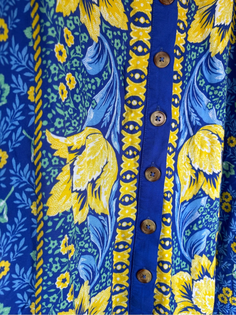 Maeve by Anthropologie Blue and Yellow Floral Button-Front Maxi Skirt - Picture 2 of 5